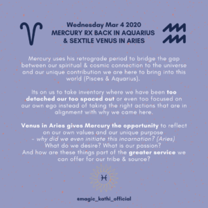 This week in Astrology: March 2020 - Venus enters Taurus, Mercury Retrograde in Pisces, Chiron conjunct Lilith, Venus conjunct Uranus